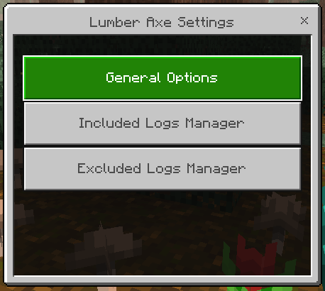 Lumber Axe Settings