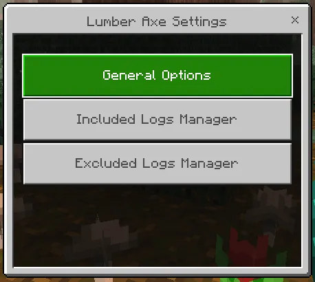 Lumber Axe Settings