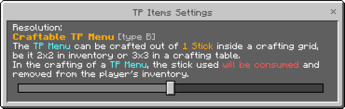 Resolution: Craftable TP Menu (type B)