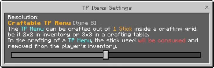 Resolution: Craftable TP Menu (type B)