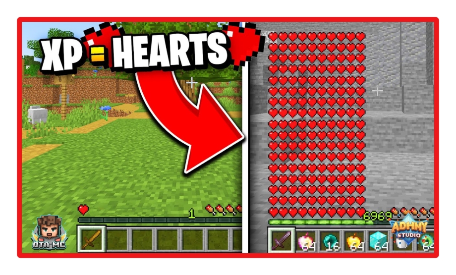 Thumbnail: Minecraft! But your XP = your hearts! 💗