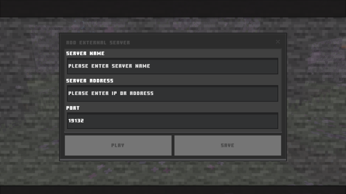 Ore GUI: Add Server Screen