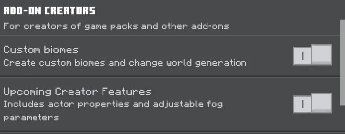Required Experiments for Wilder World Addon
