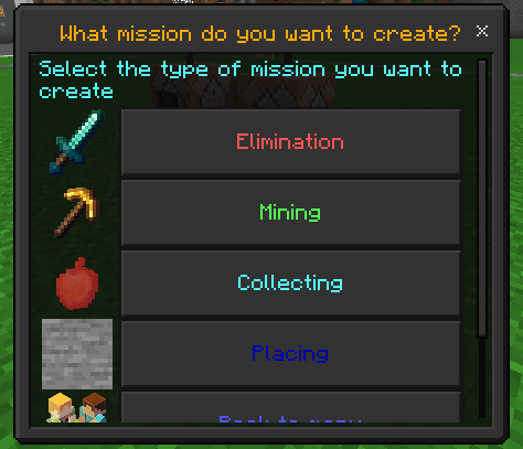 Mission Categories Menu: Screenshot