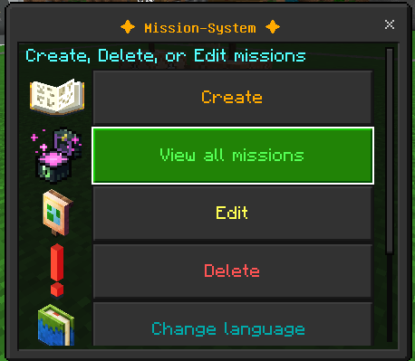 Mission System Menu: Screenshot