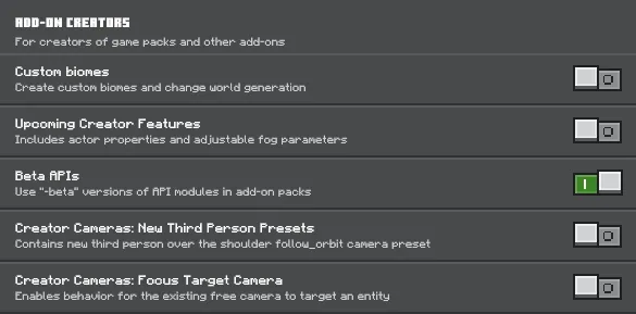 Required Experiments for Bubble Addon