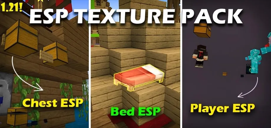 Thumbnail: ESP Texture Pack | Bed, Player, Chests, Mobs and more!