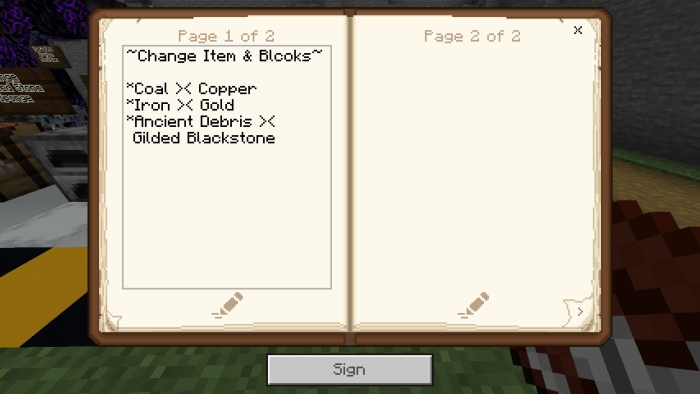 Changed Items & Blocks: Screenshot 5