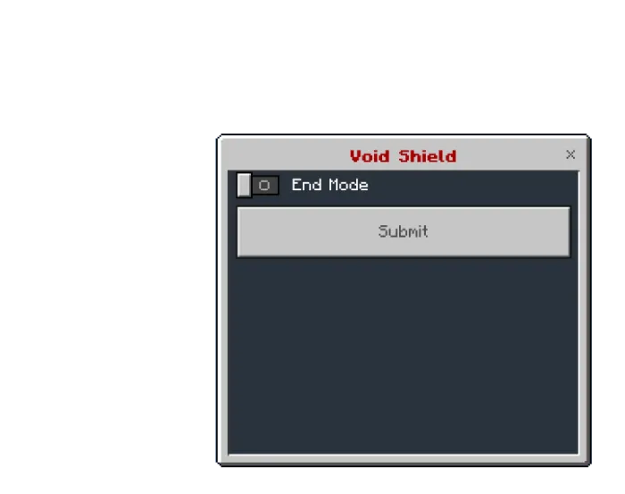 Void Shield Menu: Screenshot