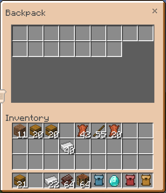 Backpack GUI: Screenshot