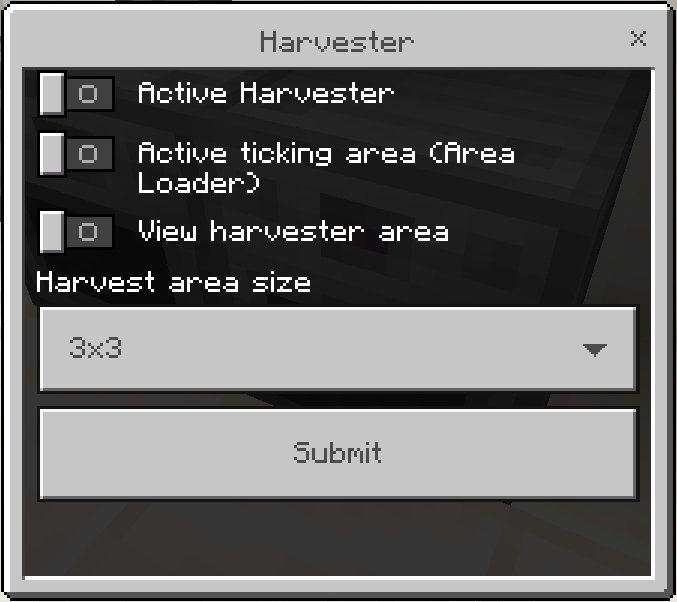 Harvester Screen: Screenshot 1