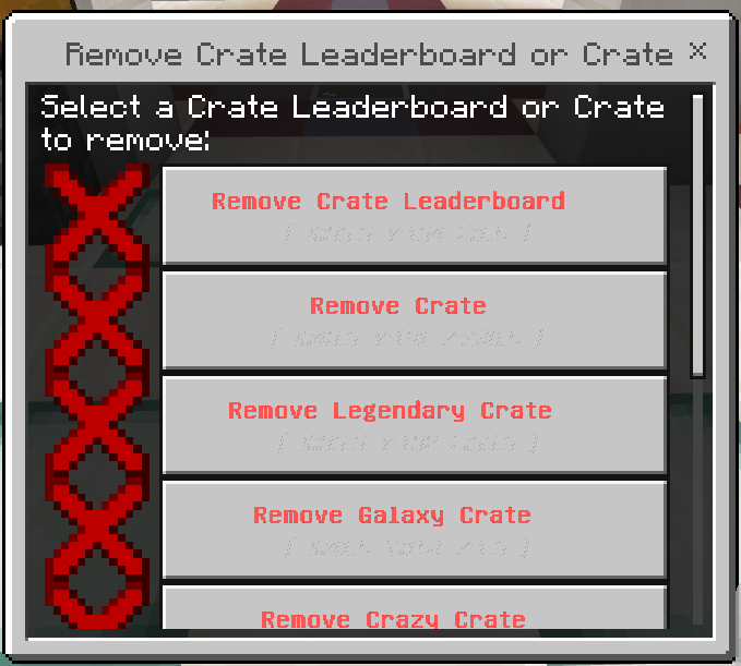 New Crates Removal Menu