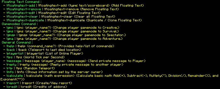 Commands List: Part 2