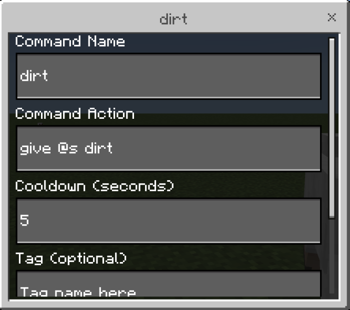 Dirt Command Example