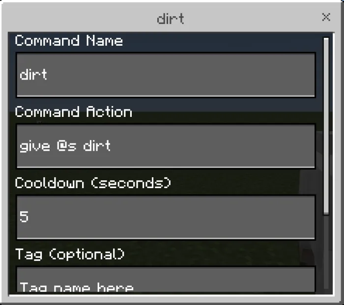 Dirt Command Example