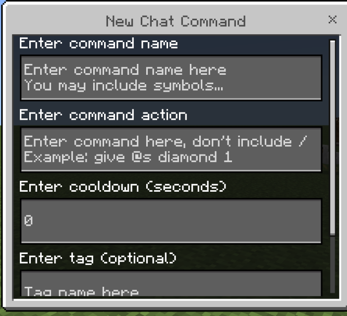 New Chat Command Menu