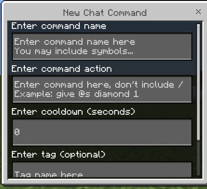 New Chat Command Menu
