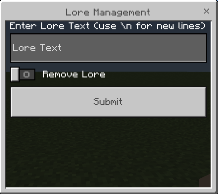 Lore Management Menu