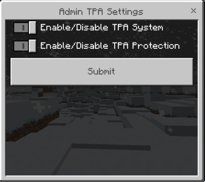 Admin TPA Settings Menu