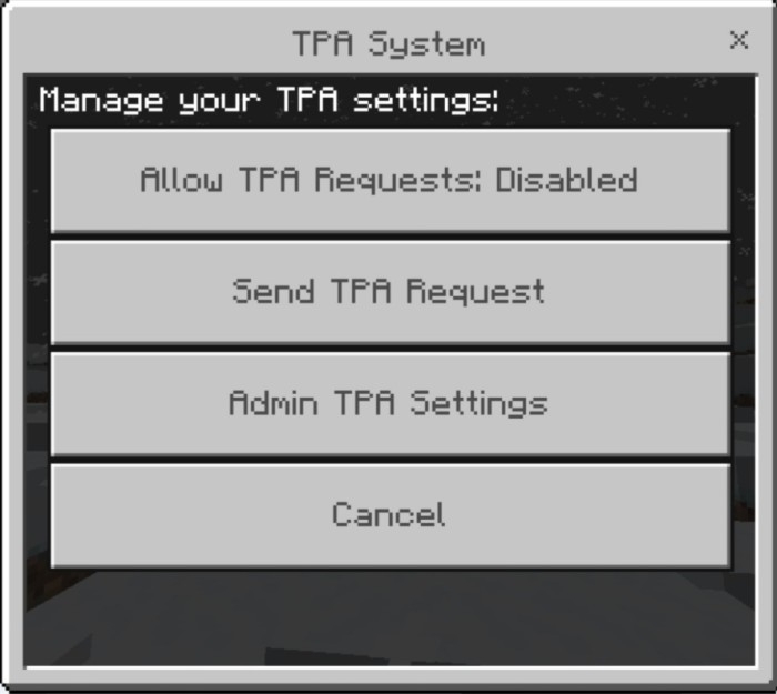 TPA System Admin Menu