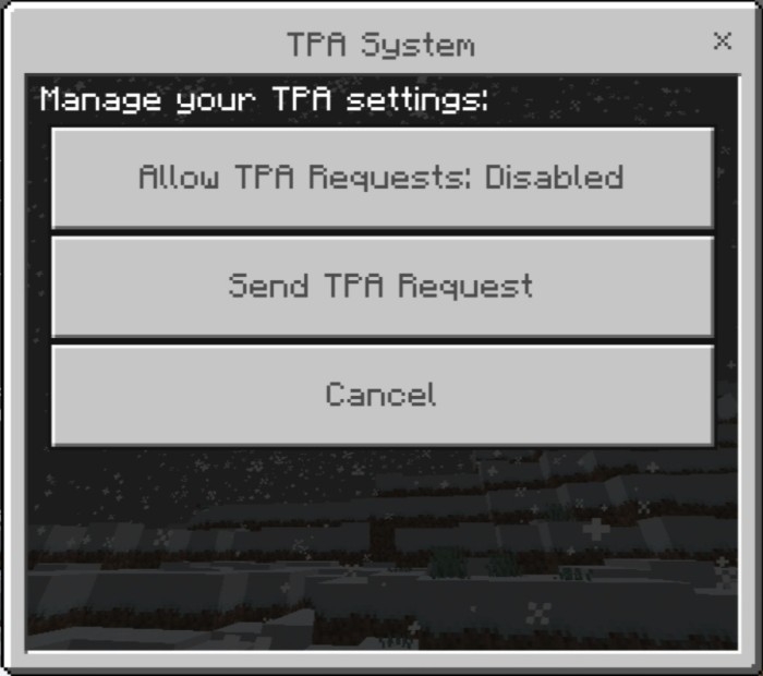 TPA System Menu