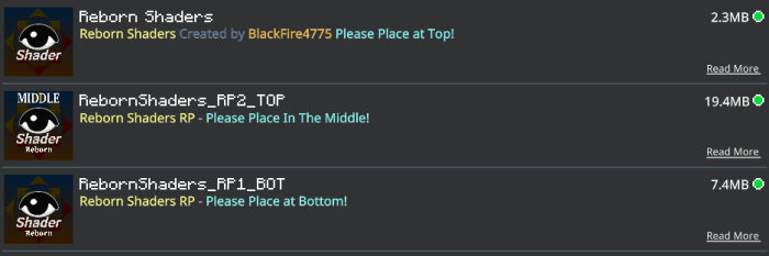 Reborn Shaders Packs