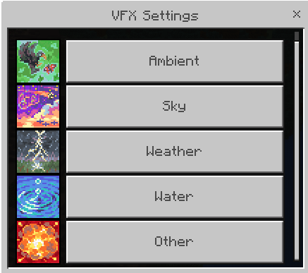 VFX Settings Menu