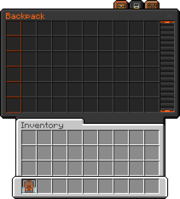 Backpack Interface: Screenshot