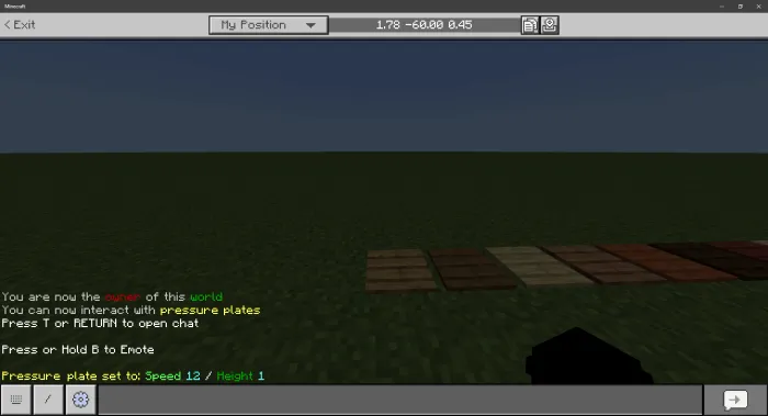 Pressure Plate Settings: Screenshot 1