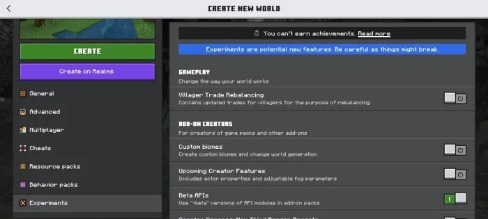 Required Experiments for Custom Hearts Quest Addon