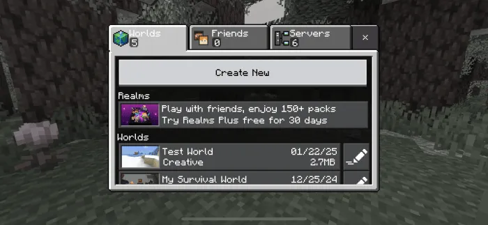 Ore UI-Styled Buttons & Toggles: Screenshot