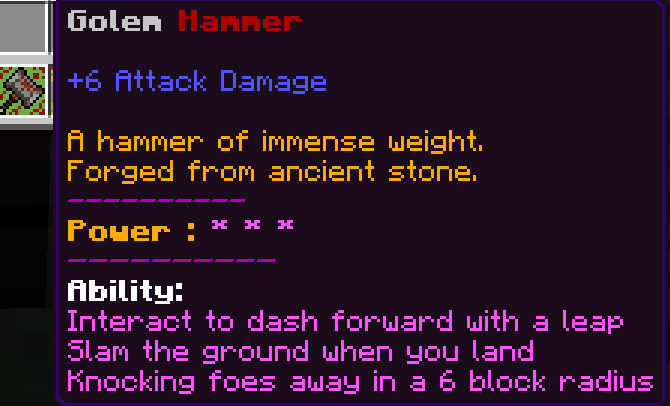 Golem Hammer Stats