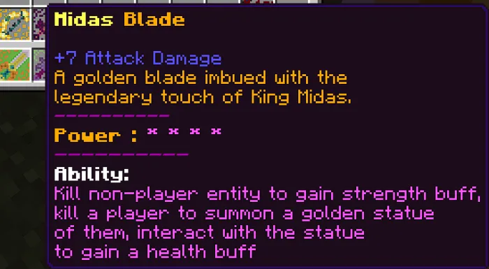 Midas Blade Stats