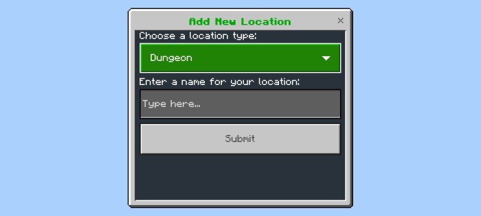 Add New Location Menu