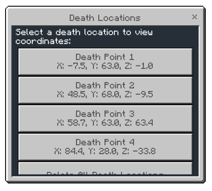 Death Locations Menu