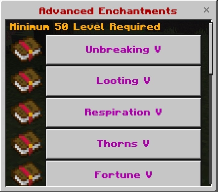 Advanced Enchantments Menu