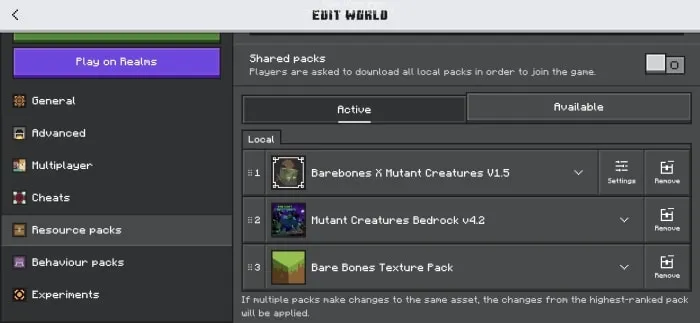 Pack Order: Screenshot