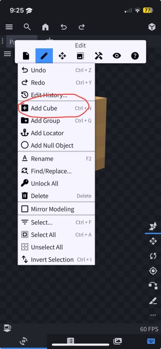 Add Cube Button