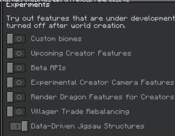 Required Experiments for Mesa Village Addon