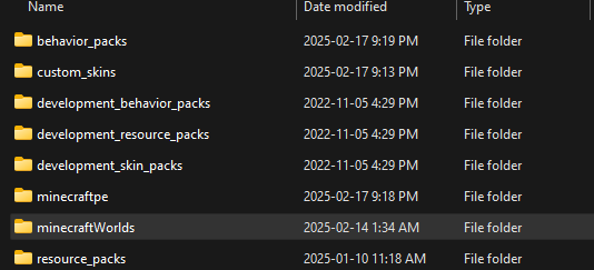 Minecraft folders