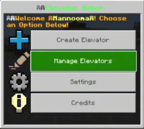 Elevators Menu: Screenshot 1