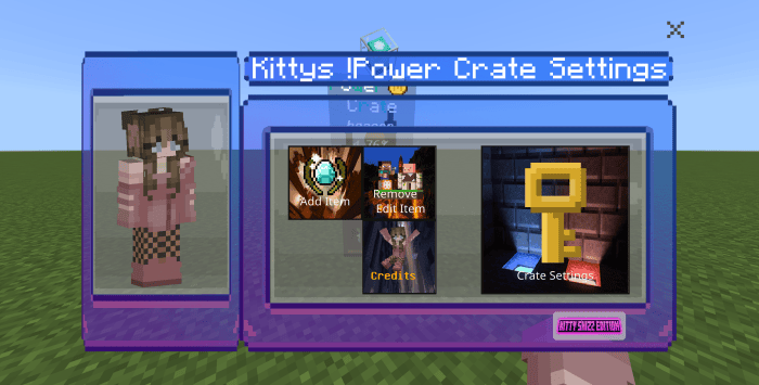 Kitty's Power Crate Settings: Screenshot