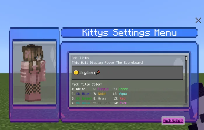 Kitty's Settings Menu: Screenshot 1