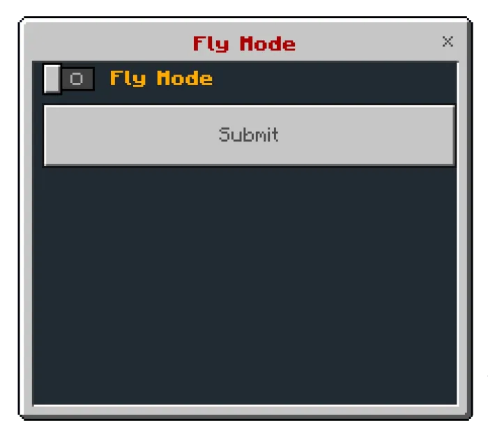 Fly Mode Menu: Screenshot