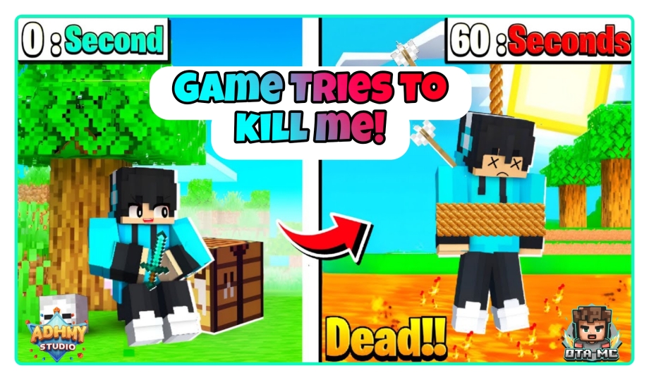 Thumbnail: Challenge: Minecraft tries to kill you every 60 seconds