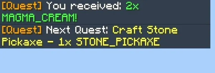 Completed Quest Message: Screenshot