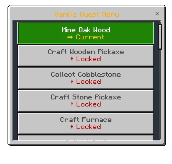 Vanilla Quest Menu: Screenshot