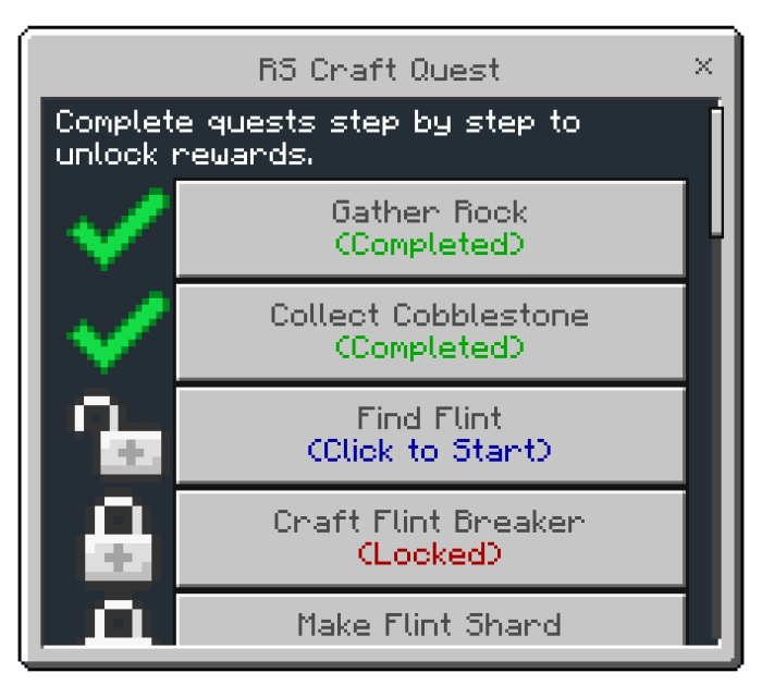 RS Craft Quest Menu