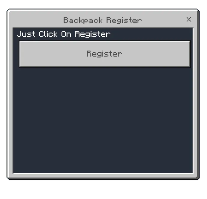 Backpack Register Menu