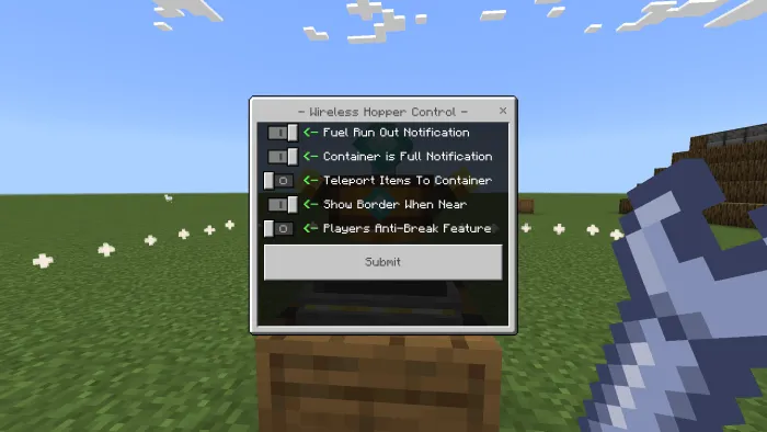 Customizable Settings: Screenshot